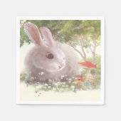 Serviette En Papier Lapin avec Fleurs (Devant)