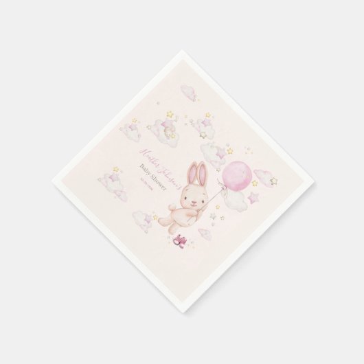 Serviette En Papier Lapin Baby shower fille (Coin)