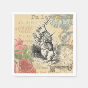 Serviette En Papier Lapin Blanc Aventures d'Alice au Pays des Merveill