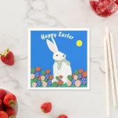 Serviette En Papier Lapin blanc et oeufs (En situation)