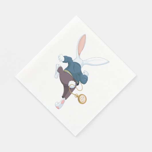 Serviette En Papier Lapin Blanc Qui S'Éloigne (Coin)