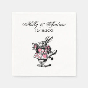 Serviette En Papier Lapin Blanc Trompettiste Alice Av Merveilles Rose