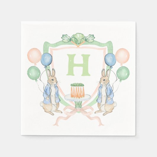 Serviette En Papier Lapin Carotte Monogram Napkin (Devant)