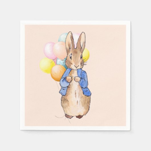 Serviette En Papier Lapin classique avec ballons (Devant)