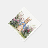 Serviette En Papier Lapin classique dans son jardin (Coin)
