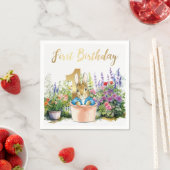 Serviette En Papier Lapin classique dans un pot pour un premier annive (En situation)