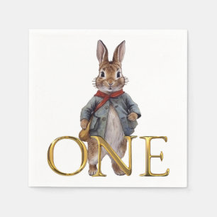Serviette En Papier Lapin classique en veste bleue Premier Anniversair