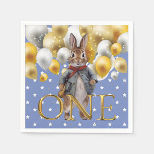 Serviette En Papier Lapin classique en veste bleue Premier Anniversair