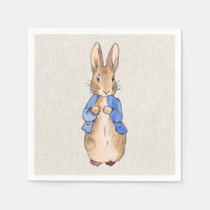 Serviette En Papier Lapin classique portant une veste bleue