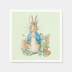 Serviette En Papier Lapin classique portant une veste bleue