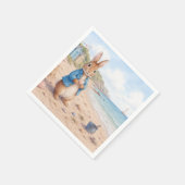 Serviette En Papier Lapin classique sur une plage de sable (Coin)