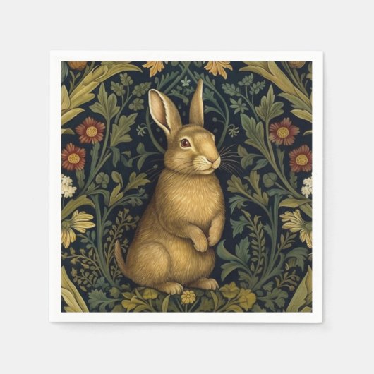 Serviette En Papier Lapin dans la forêt style Art nouveau (Devant)
