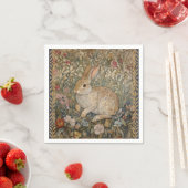Serviette En Papier Lapin dans un jardin anglais style William Morris (En situation)