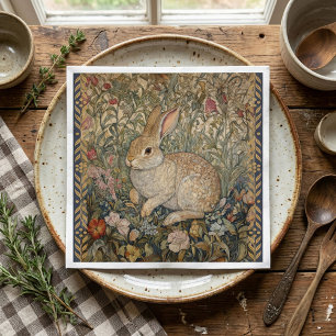 Serviette En Papier Lapin dans un jardin anglais style William Morris