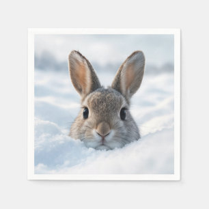 Serviette En Papier Lapin dans une congère profonde