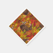Serviette En Papier Lapin d'automne en rouge (Coin)