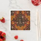 Serviette En Papier Lapin d'automne sur brun (En situation)