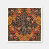 Serviette En Papier Lapin d'automne sur brun (Devant)
