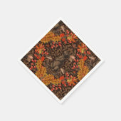 Serviette En Papier Lapin d'automne sur brun (Coin)