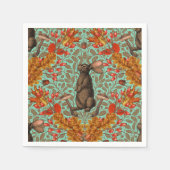 Serviette En Papier Lapin d'automne sur vert clair (Devant)