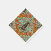 Serviette En Papier Lapin d'automne sur vert clair (Coin)