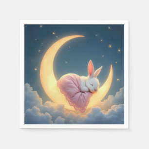 Serviette En Papier Lapin de bébé sur un croissant de lune
