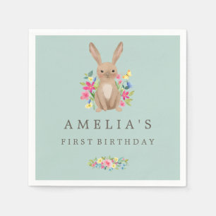 Serviette En Papier Lapin de bois doux premier anniversaire Napkin