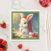 Serviette En Papier Lapin de Noël 2 (En situation)