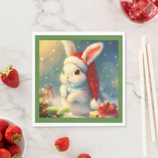 Serviette En Papier Lapin de Noël 2 (En situation)
