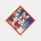 Serviette En Papier Lapin de Noël 3 (Coin)