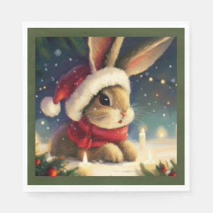 Serviette En Papier Lapin de Noël 4