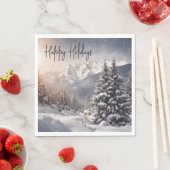 Serviette En Papier Lapin De Noël Dans Les Paillettes De Neige (En situation)