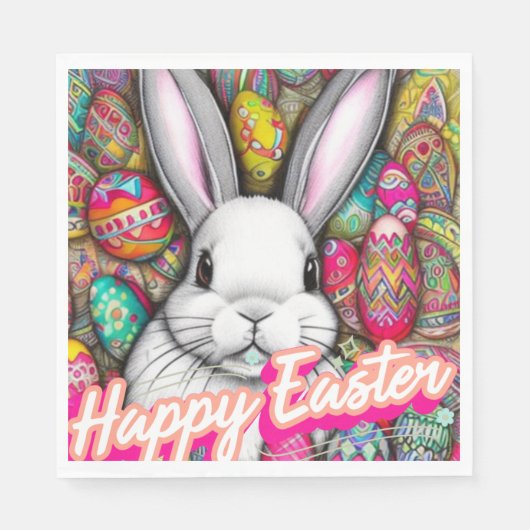 Serviette En Papier Lapin de Pâques (Devant)