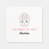 Serviette En Papier Lapin de Pâques attendant de manger des chocolats (Devant)