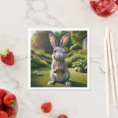 Serviette En Papier Lapin de Pâques avec carotte (En situation)