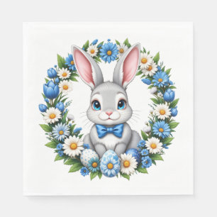 Serviette En Papier Lapin de Pâques avec des florales
