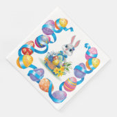 Serviette En Papier Lapin De Pâques Avec Oeufs (Coin)