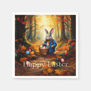 Serviette En Papier Lapin de Pâques dans la forêt