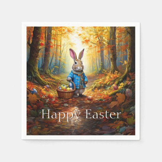 Serviette En Papier Lapin de Pâques dans la forêt (Devant)