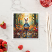Serviette En Papier Lapin de Pâques dans la forêt (En situation)