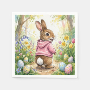Serviette En Papier Lapin de Pâques dans un jardin printanier