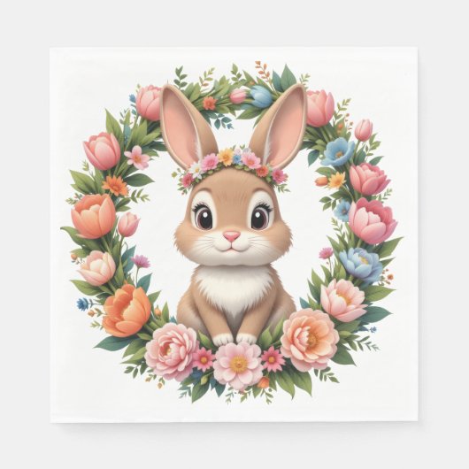 Serviette En Papier Lapin de Pâques de printemps (Devant)