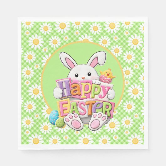 Serviette En Papier Lapin de Pâques de printemps Daisy (Devant)