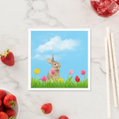 Serviette En Papier Lapin de Pâques en Tulipes (En situation)