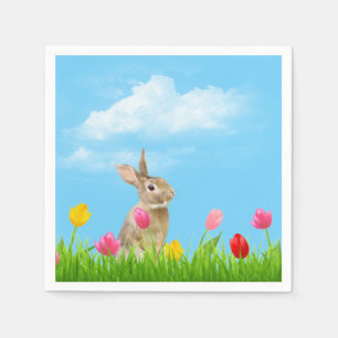 Serviette En Papier Lapin de Pâques en Tulipes