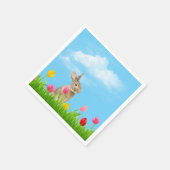 Serviette En Papier Lapin de Pâques en Tulipes (Coin)