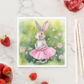 Serviette En Papier Lapin De Pâques En Tutu Rose (En situation)