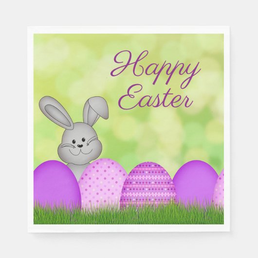 Serviette En Papier Lapin de Pâques et oeufs (Devant)