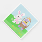 Serviette En Papier Lapin de Pâques et poussin (Coin)