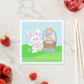 Serviette En Papier Lapin de Pâques et poussin (En situation)